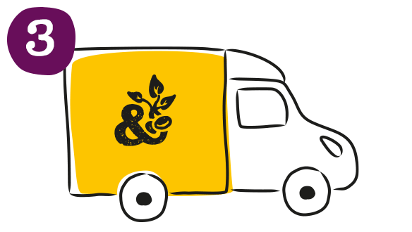 An illustration of an Abel and Cole yellow van