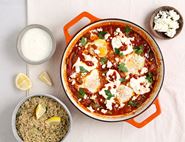 Spicy Harissa Cooked Eggs with Feta