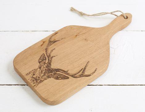 Small Handle Paddle Chopping Board, Stag Print