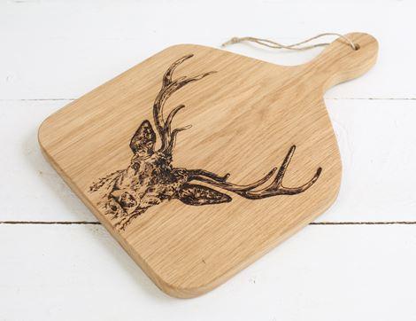 Medium Handle Paddle Chopping Board, Stag Print