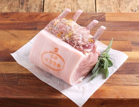 Four Bone Rack of Pork with Apricot Stuffing, High Welfare, Non-Organic