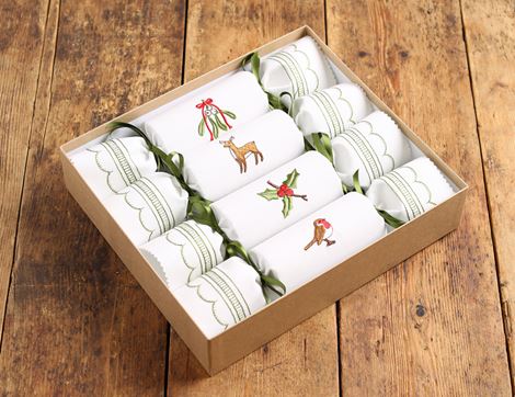 embroidered christmas crackers with gift box kate sproston