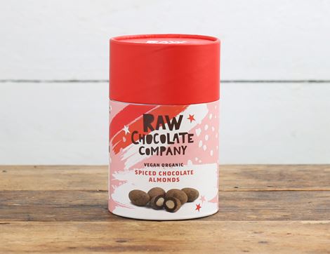 spiced chocolate almond gift tub raw chocolate co