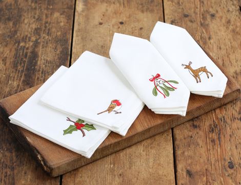 embroidered napkins kate sproston pack of 4