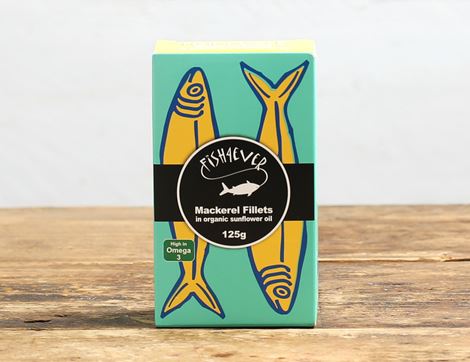 Wild Mackerel Fillets in Organic Sunflower Oil, Fish4Ever (125g)