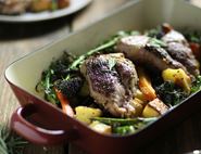 Herbed Lamb Steaks with Roast Veg