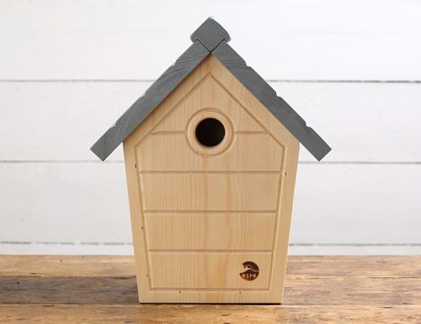 Cabin Bird Nest Box, Slate Grey, RSPB