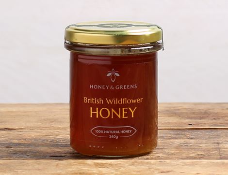 British Wildflower Raw Honey, Non-Organic, Honey & Greens (240g)