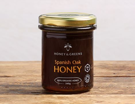 Spanish Oak Raw Honey, Organic, Honey & Greens (240g)