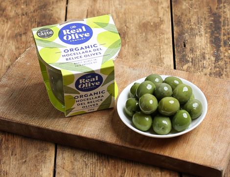 Nocellara del Belice Olives, Organic, The Real Olive Company (180g)