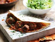 Minted Lamb Meatball Piadinas