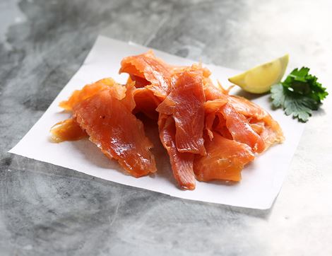 Smoked Salmon Trimmings, Extra Smoky, Organic, Inverawe (250g)