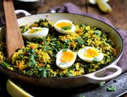 Winter Greens Vedgeree with Soft Boiled Eggs