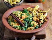 Spinach & Lentil Curry with Bombay Parsnips