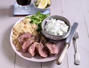 Roast Lamb Couscous with Cucumber, Mint & Cumin Yogurt