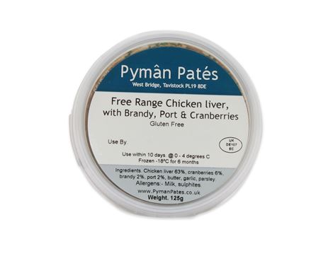 Free Range Chicken Liver Pâté with Brandy Port & Cranberries (125g)