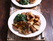 Pork with Pink Fir Potatoes & Parsley Mustard Butter