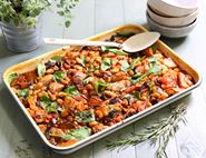 Tomato, Aubergine & Mixed Bean Tray Bake