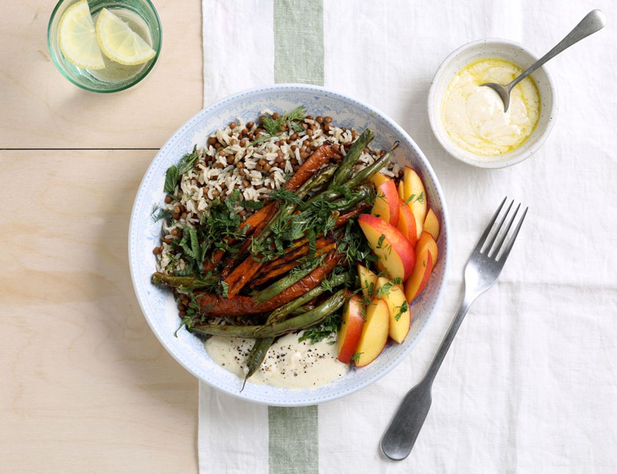 Spice Roasted Carrot & Nectarine Grain Bowl