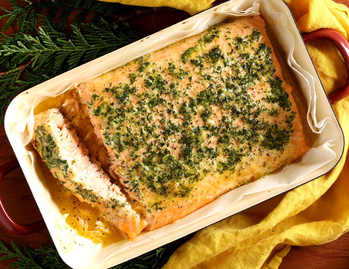 Baked Salmon with Garlic & Herb Butter