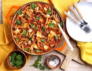 One Pot Melting Mozzarella & Aubergine Pasta