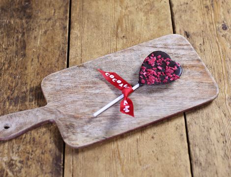 organic dark chocolate raspberry heart lolly cocoa loco