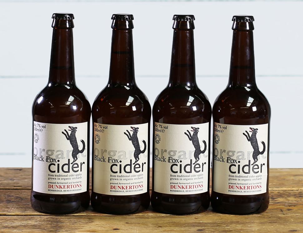 Black Fox Sparkling Cider, Organic, Dunkertons (4 x 500ml).