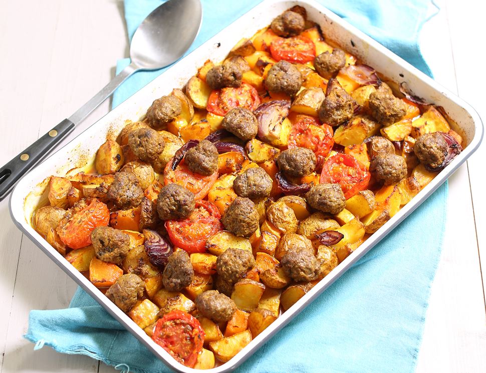 Golden Roast Meatballs with Spuds & Squash | Abel & Cole