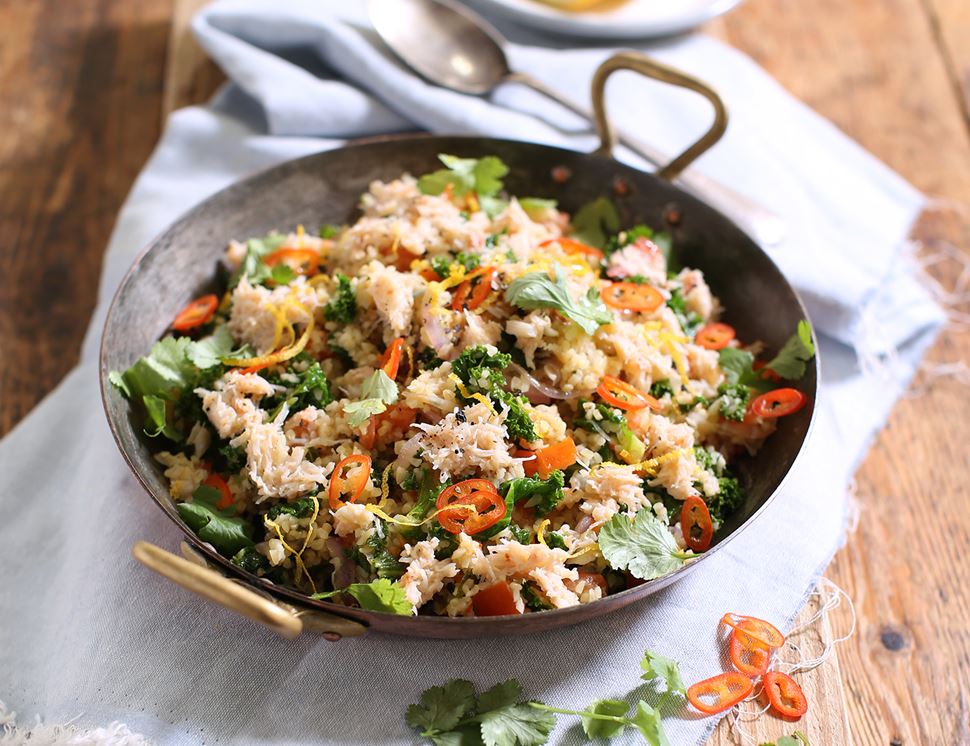 Crab & Kale Bulgar Wheat Pilaf | Abel & Cole