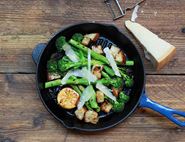 Griddled Broccoli with Lemon Chilli Croutons