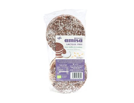 Rice Milk Chocolate & Coconut Rice Cakes, Organic, Amisa (105g)