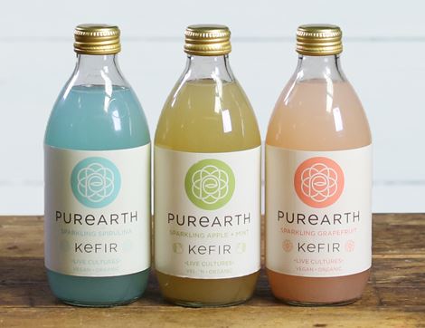 One of Each Water Kefir (Spirulina, Apple & Mint, Grapefruit), Organic, Purearth (3 x 330ml)